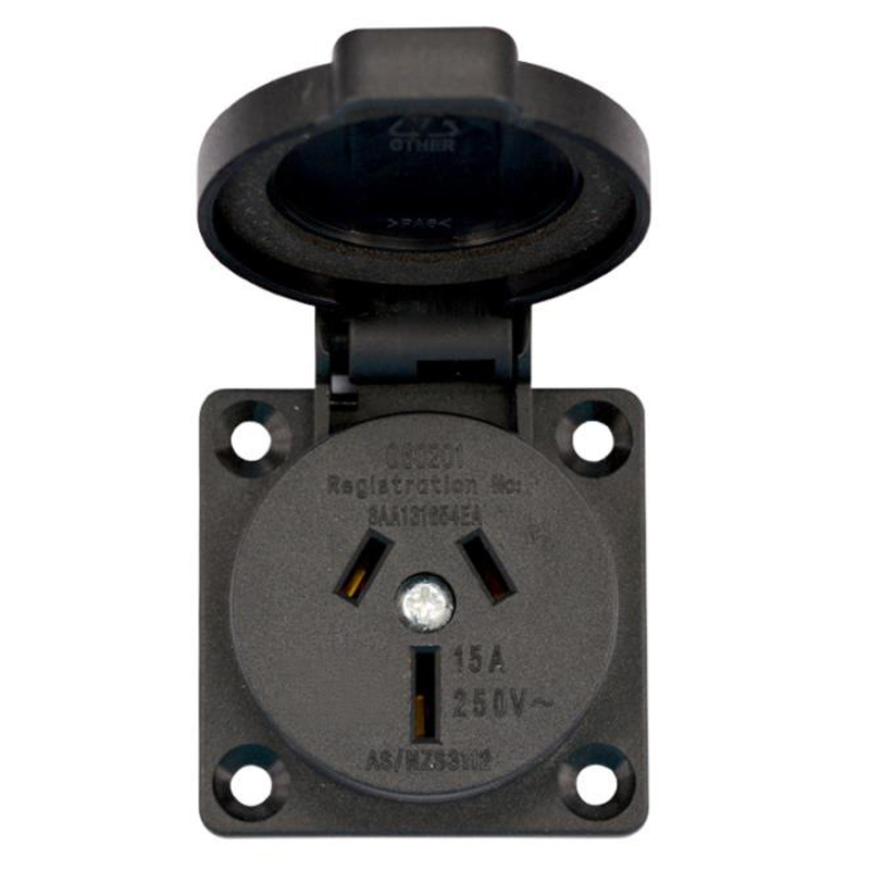 Outdoor Power Receptacle - 2 個黒 10A 15A オーストラリア屋外産業防水ソケットニュージーランド AU