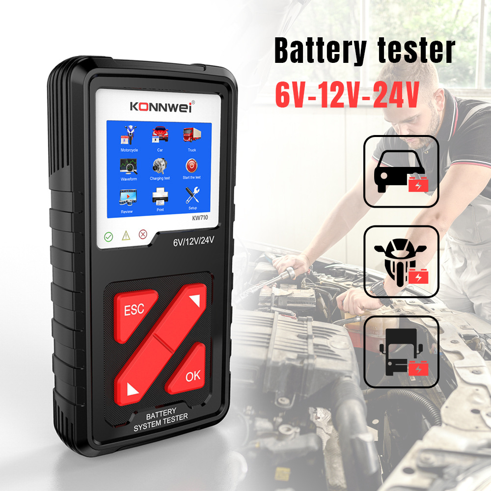 Lawn Mower Battery - KW710 6V-24V 自動車バッテリーテスター 車、トラック、バイク、ボート、芝刈り機用検出器