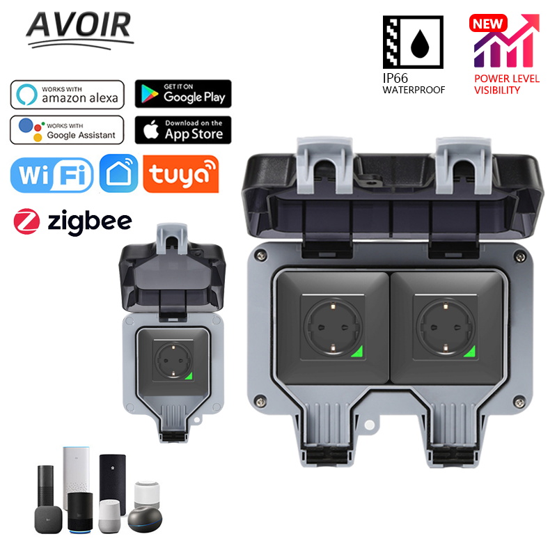 Outdoor Zigbee Power Plug - Savorui-電気コンセントIP66,EUプラグ,防水,屋外,wifi,タイマー付き,alexa,GoogleHomeで動作