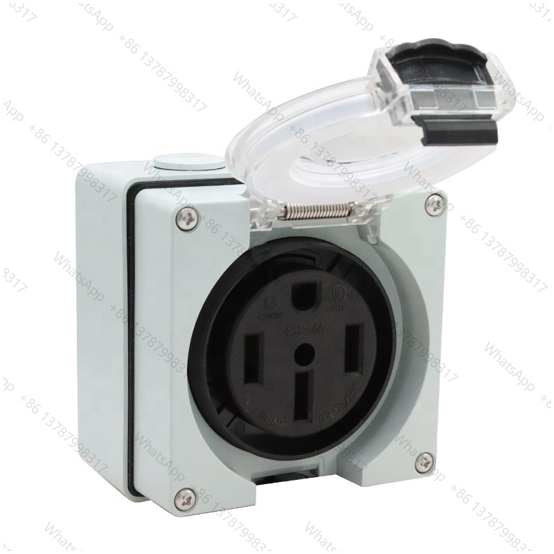 Outdoor Power Receptacle - 50アンペア発電機RV電源インレットボックスプラスチック防水スイッチソケット屋外電源コンセントボックス（14-50Rレセプタクル付き）