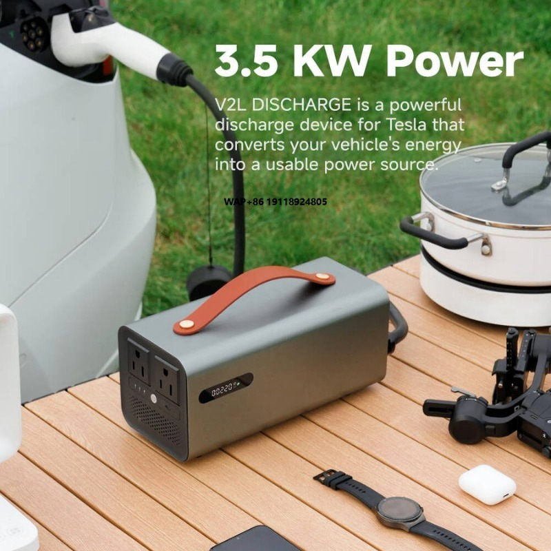 Outdoor Power Station - 3.5kW NACS V2L放電ステーション（EV車両用負荷放電器）3500W 120V 240V キャンプ用屋外電源ソリューション
