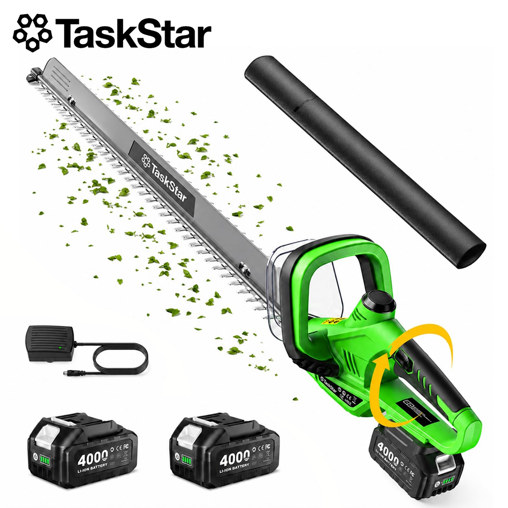 Lawn Mower Battery - TaskStar 22インチ電動ヘッジトリマー 180度回転機能付き ° 回転式ハンドル＆ゴミ除去機能付き＆550mm SK5両刃20Vコードレスヘッジトリマー（低木剪定用）2個の4.0Ahバッテリー付き