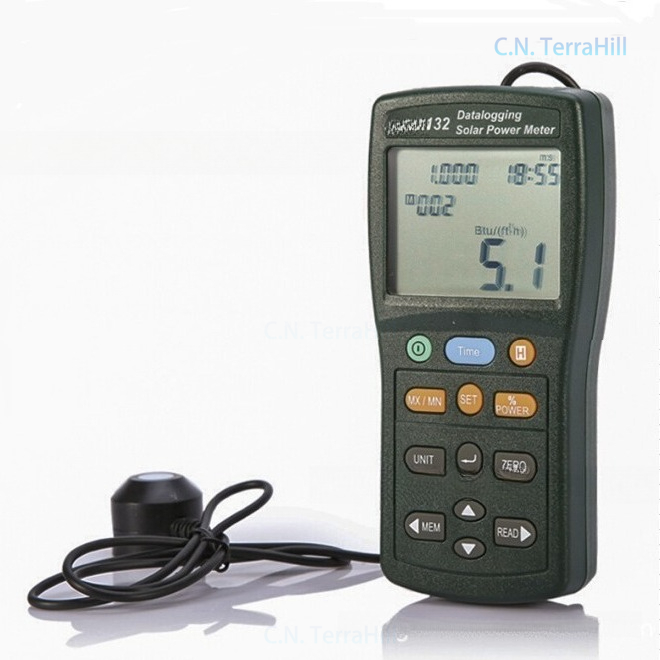 Outdoor Power Meter - 太陽光発電パネルのテスト用デジタルデータロガー。屋外での太陽光発電研究に最適。TES-132 高精度照度センサー。