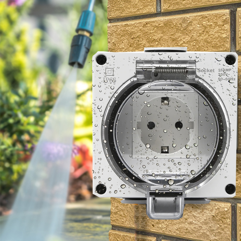 Outdoor Power Receptacle - IP66防水電源コンセント 屋外耐候性 埋め込み型壁コンセント エンクロージャ ガーデン電気コンセント