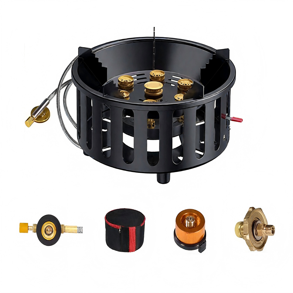 Outdoor Power Heater - 高出力7芯21000Wポータブルキャンプストーブ、強風対応屋外ガスバーナー、電子点火式で強力な火力調理可能