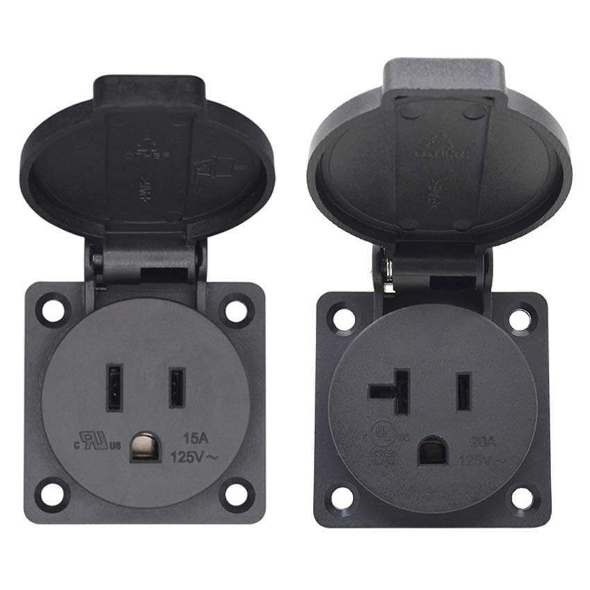 Outdoor Power Receptacle - 黒 125V 15A 20A IP44 CE