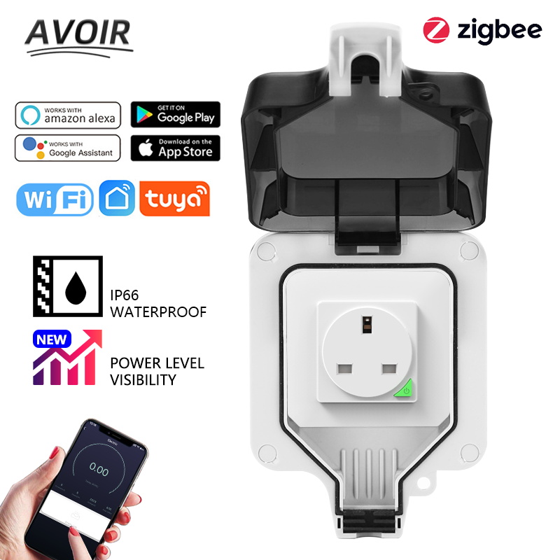 Outdoor Zigbee Power Plug - Savir-Smart Life,Tuya,IP66に接続された屋外ウォールソケット,防水,Wi-Fi,タイマー付き接続,Alexa,Google Homeで動作