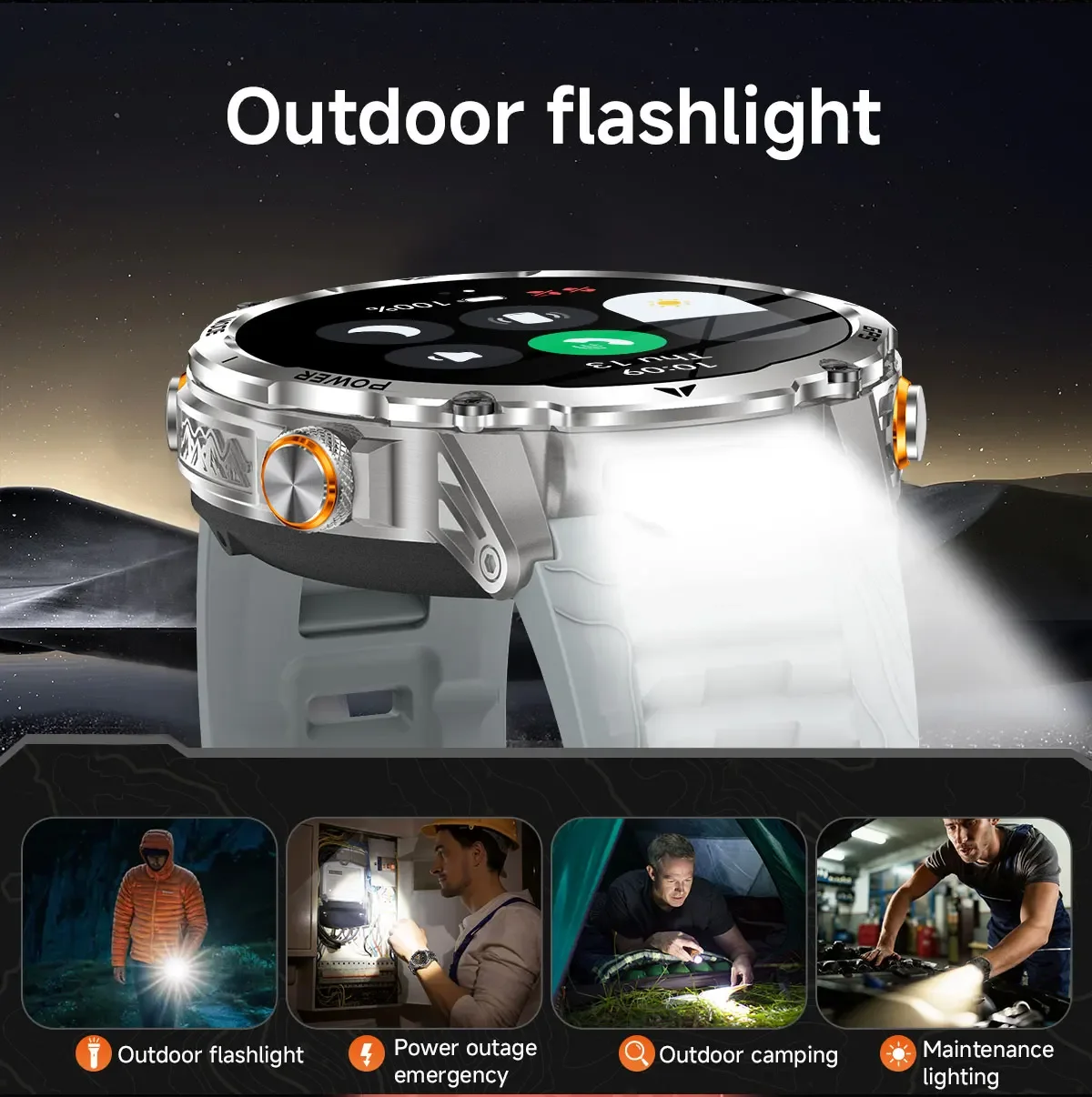 GPS 屋外軍事スマートウォッチ男性 1100mAh 大型バ - Outdoor Power Meter のレビューと価格
