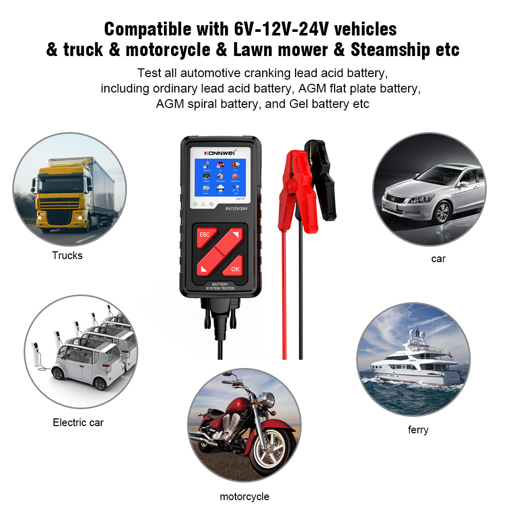 KW710 6V-24V 自動車バッテリーテスター 車、トラ - Lawn Mower Battery のレビューと価格