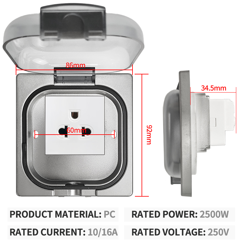 IP65防水屋外ソケット- 16Aハイパワーウォールプレート - Outdoor Power Receptacle のレビューと価格