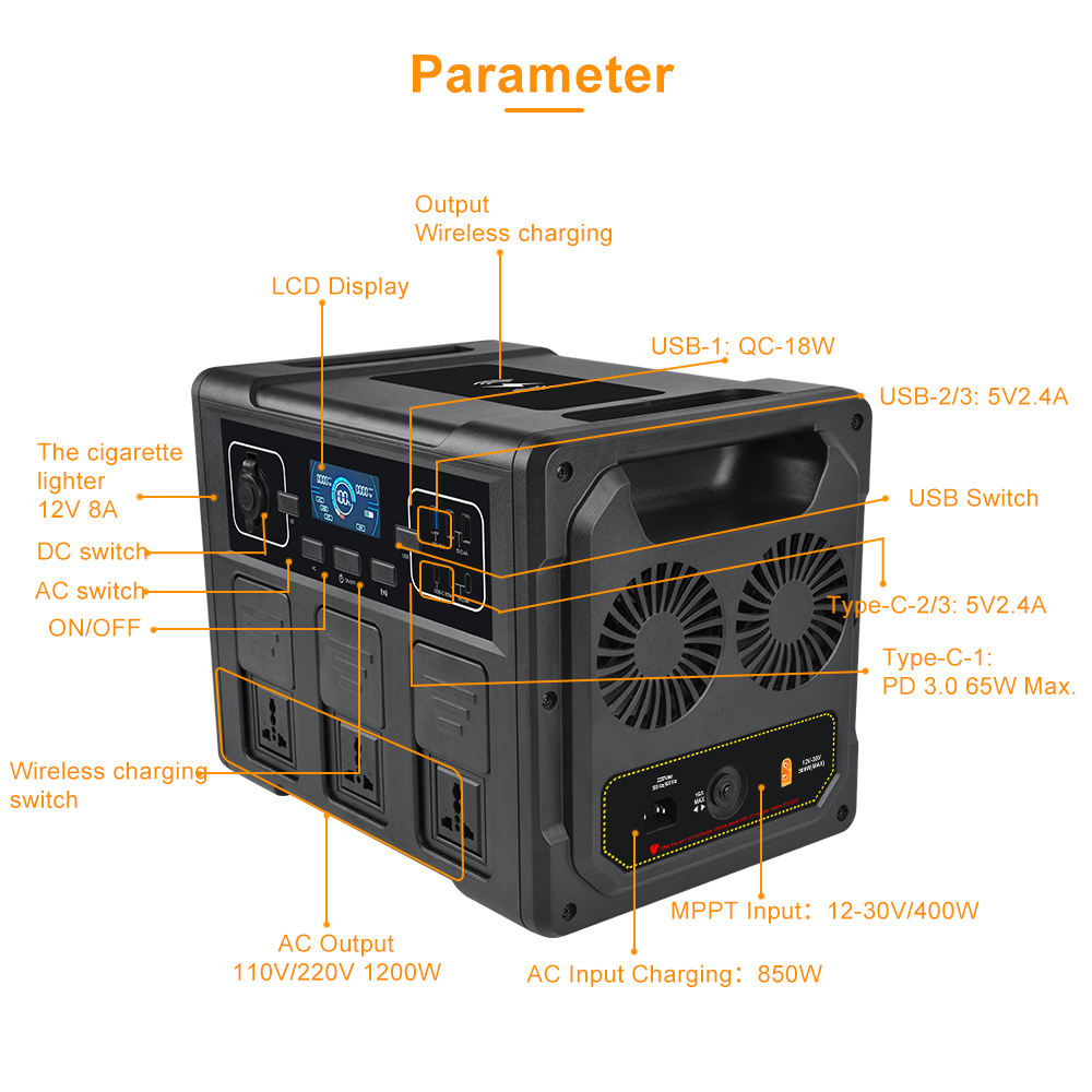 1200Wポータブルソーラー発電機、LiFePO4バッテリー - Outdoor Power Station のレビューと価格