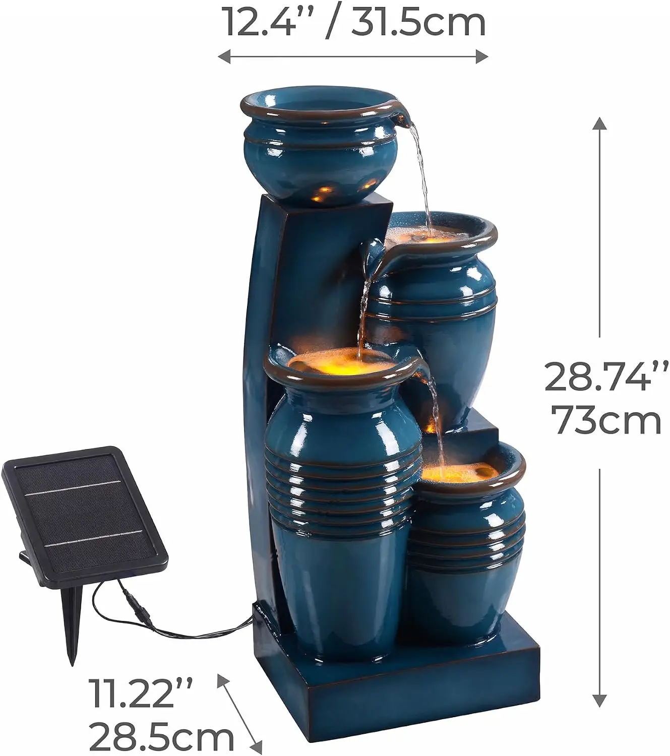 28.7インチ 4段カスケードボウル ソーラーパワー式噴水  - Outdoor Power Source のレビューと価格