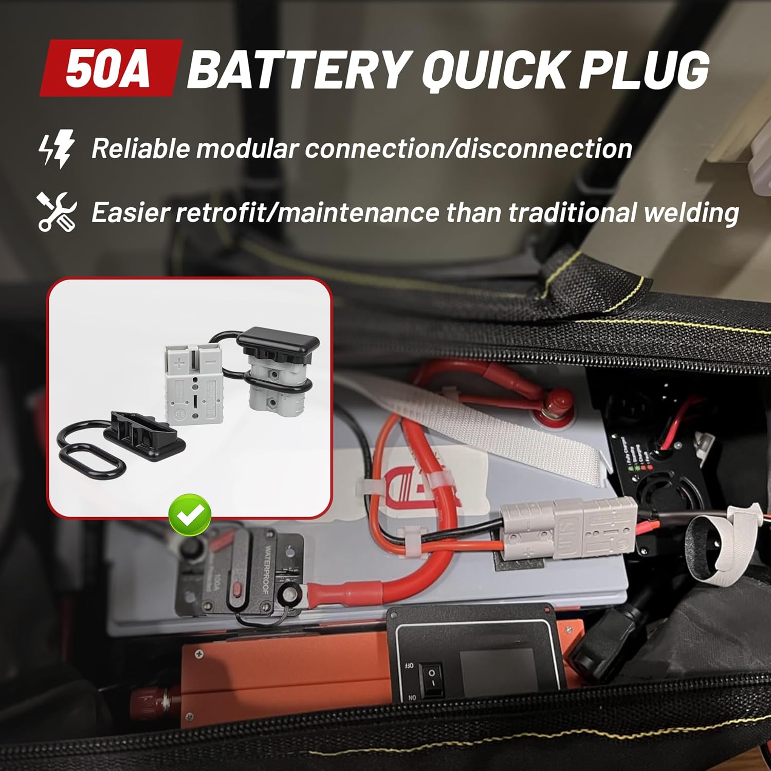 2 個 50A バッテリークイックコネクタ 6-12 AWG - Outdoor Power Disconnect のレビューと価格