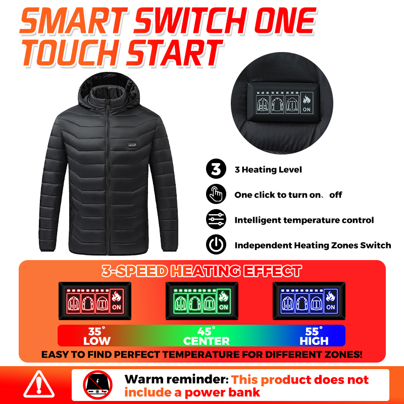 ヒーター内蔵ジャケット。26箇所の加熱ゾーン、防水・防風機能 - Outdoor Power Heater のレビューと価格