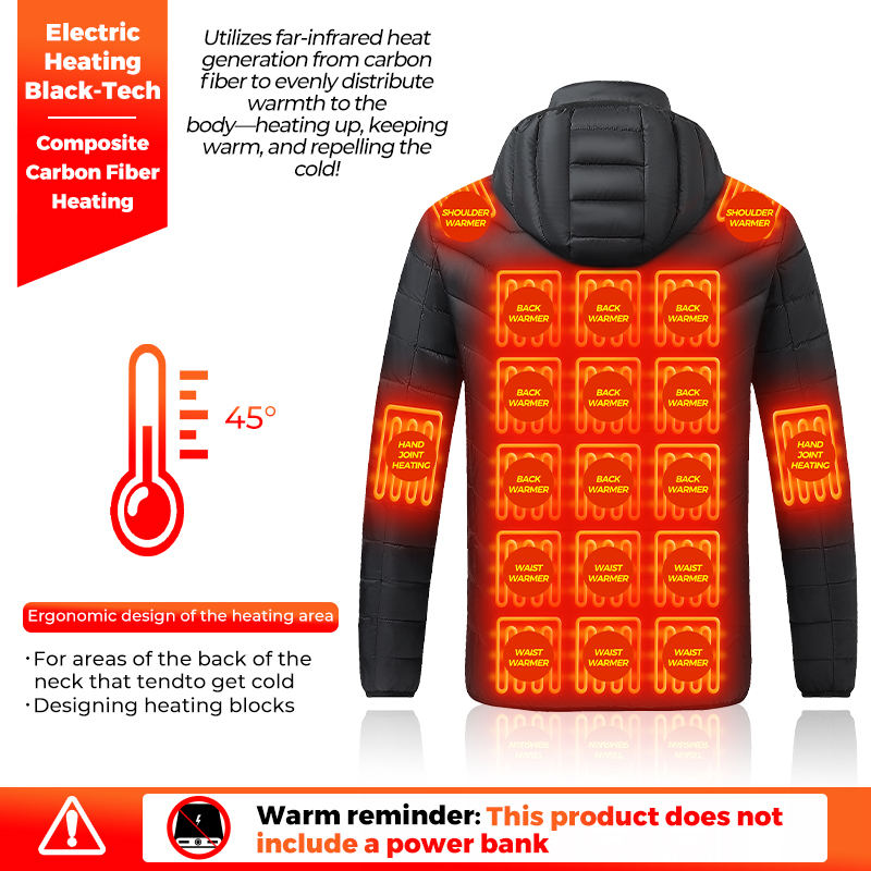 ヒーター内蔵ジャケット。26箇所の加熱ゾーン、防水・防風機能 - Outdoor Power Heater のレビューと価格
