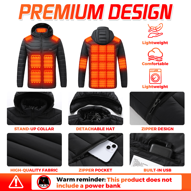 ヒーター内蔵ジャケット。26箇所の加熱ゾーン、防水・防風機能 - Outdoor Power Heater のレビューと価格