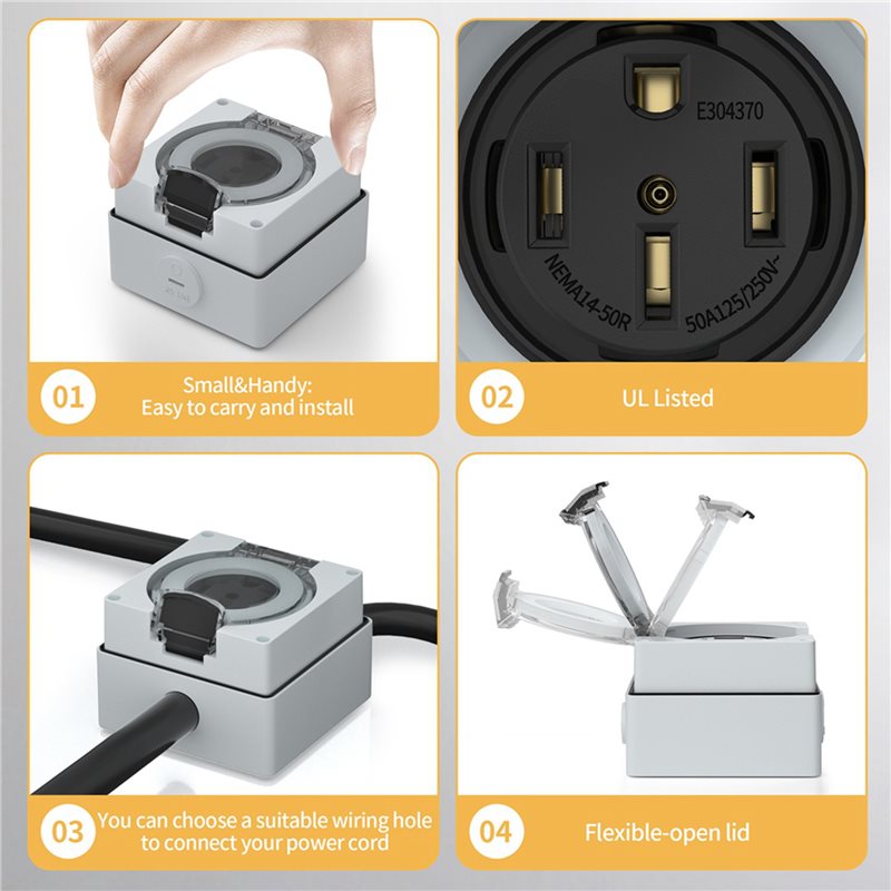 ABZL 6X 50Amp 電源コンセントボックス、125/ - Outdoor Power Receptacle のレビューと価格