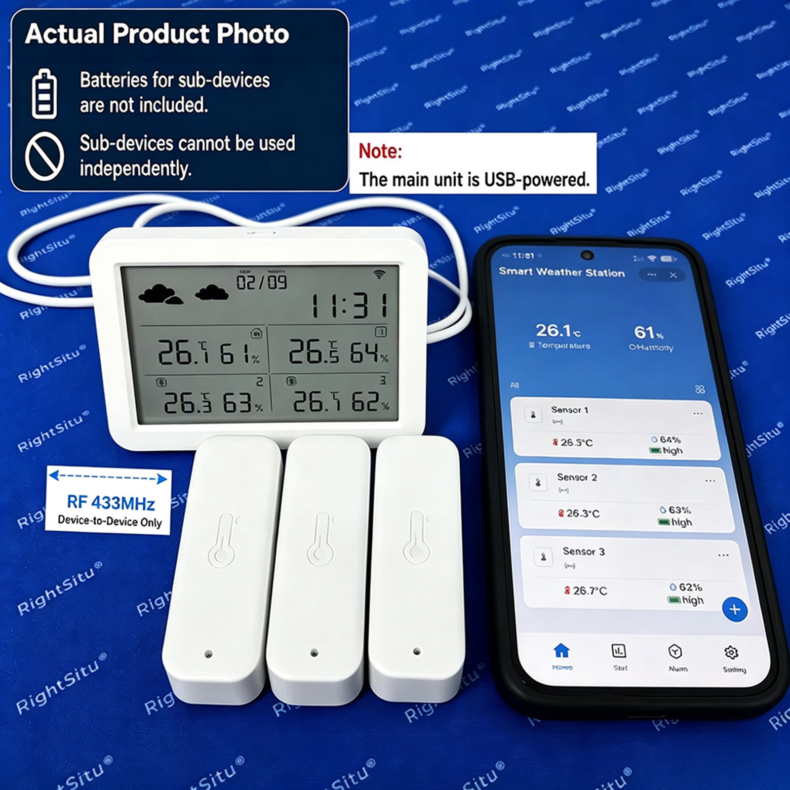 Tuya WiFi+RF433 ウェザーステーション、スマー - Outdoor Power Meter のレビューと価格
