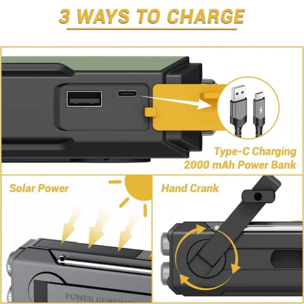 緊急用ソーラーハンドクランク式NOAA気象ラジオ、トリプル電 - Outdoor Power Equipment Brands のレビューと価格