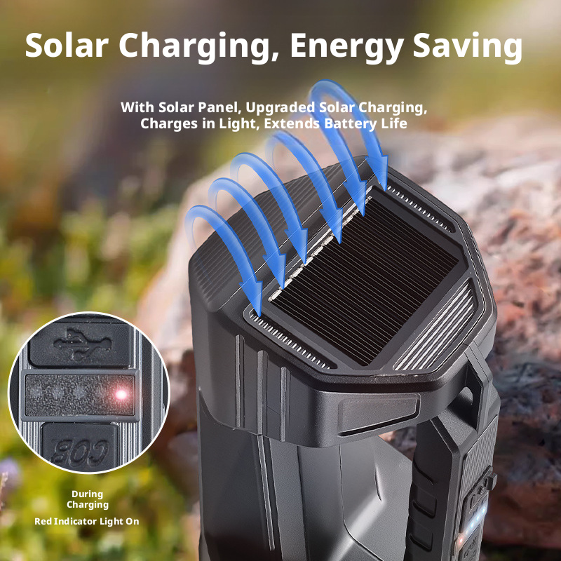 屋外夜釣り用高出力ソーラー懐中電灯 長距離強光 ポータブルハ - Outdoor Power Meter のレビューと価格